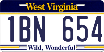 WV license plate 1BN654
