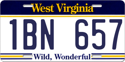 WV license plate 1BN657