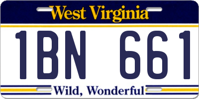 WV license plate 1BN661