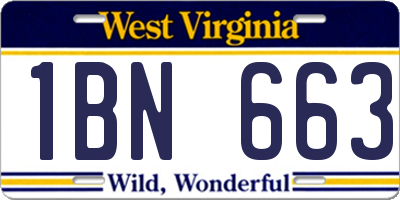 WV license plate 1BN663