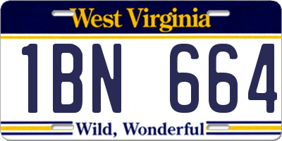 WV license plate 1BN664