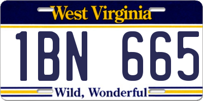 WV license plate 1BN665