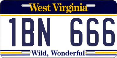 WV license plate 1BN666