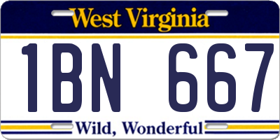WV license plate 1BN667