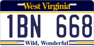 WV license plate 1BN668