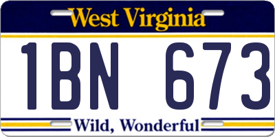 WV license plate 1BN673