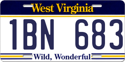 WV license plate 1BN683