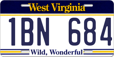WV license plate 1BN684