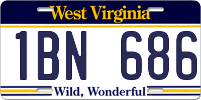 WV license plate 1BN686