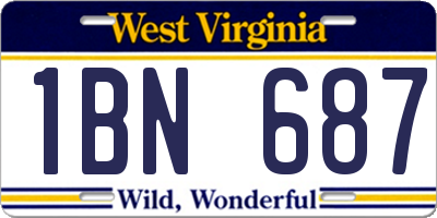 WV license plate 1BN687