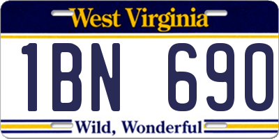 WV license plate 1BN690