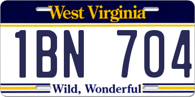 WV license plate 1BN704