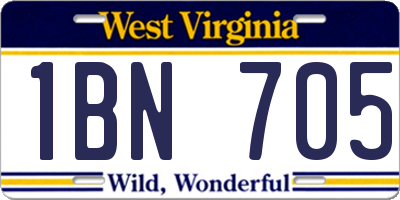 WV license plate 1BN705