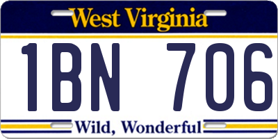 WV license plate 1BN706