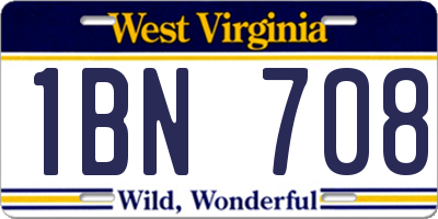 WV license plate 1BN708