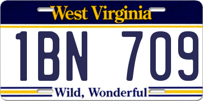 WV license plate 1BN709