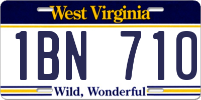 WV license plate 1BN710