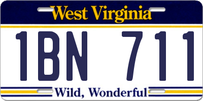 WV license plate 1BN711