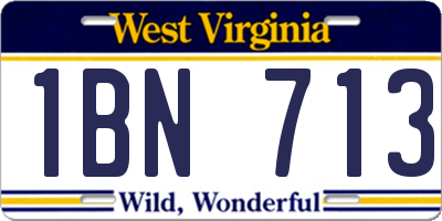 WV license plate 1BN713
