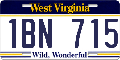 WV license plate 1BN715