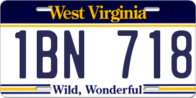 WV license plate 1BN718