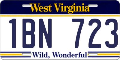 WV license plate 1BN723