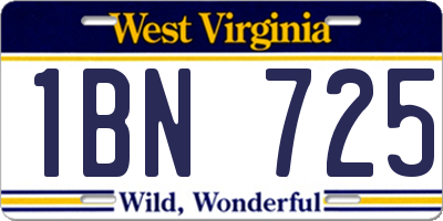WV license plate 1BN725
