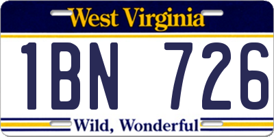WV license plate 1BN726