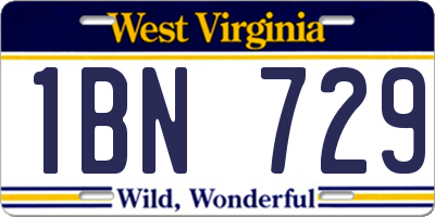WV license plate 1BN729
