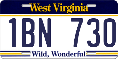 WV license plate 1BN730