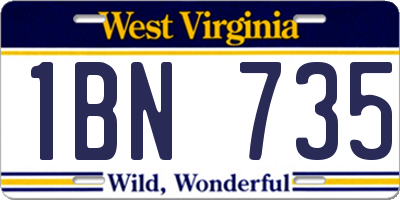 WV license plate 1BN735