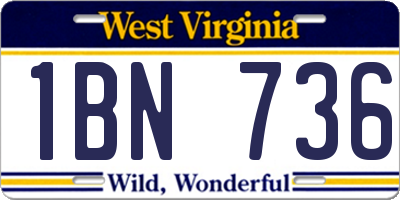 WV license plate 1BN736