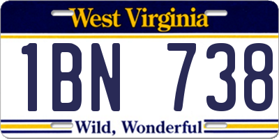 WV license plate 1BN738