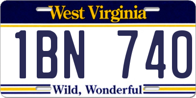 WV license plate 1BN740