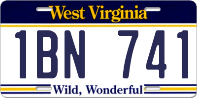 WV license plate 1BN741
