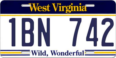 WV license plate 1BN742