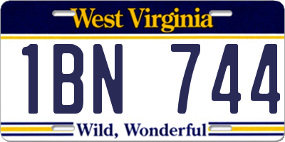 WV license plate 1BN744