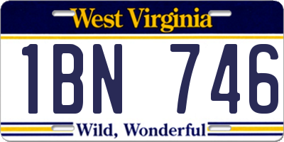 WV license plate 1BN746