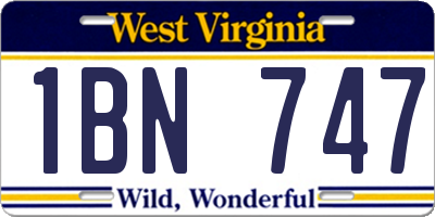 WV license plate 1BN747