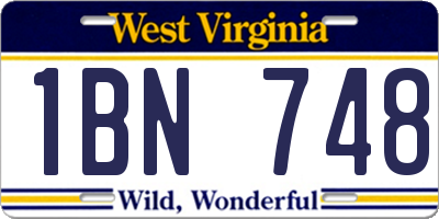 WV license plate 1BN748