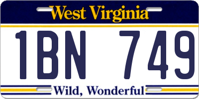 WV license plate 1BN749