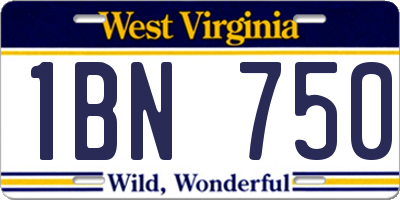 WV license plate 1BN750