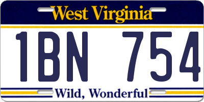 WV license plate 1BN754