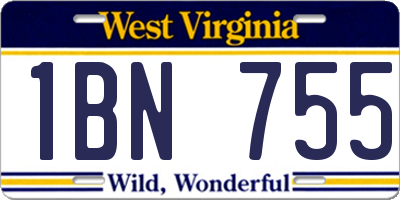 WV license plate 1BN755