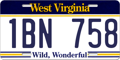WV license plate 1BN758