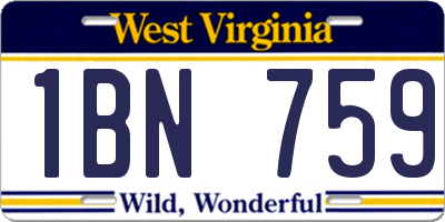 WV license plate 1BN759