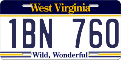 WV license plate 1BN760