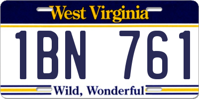 WV license plate 1BN761