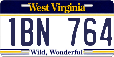 WV license plate 1BN764