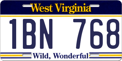WV license plate 1BN768